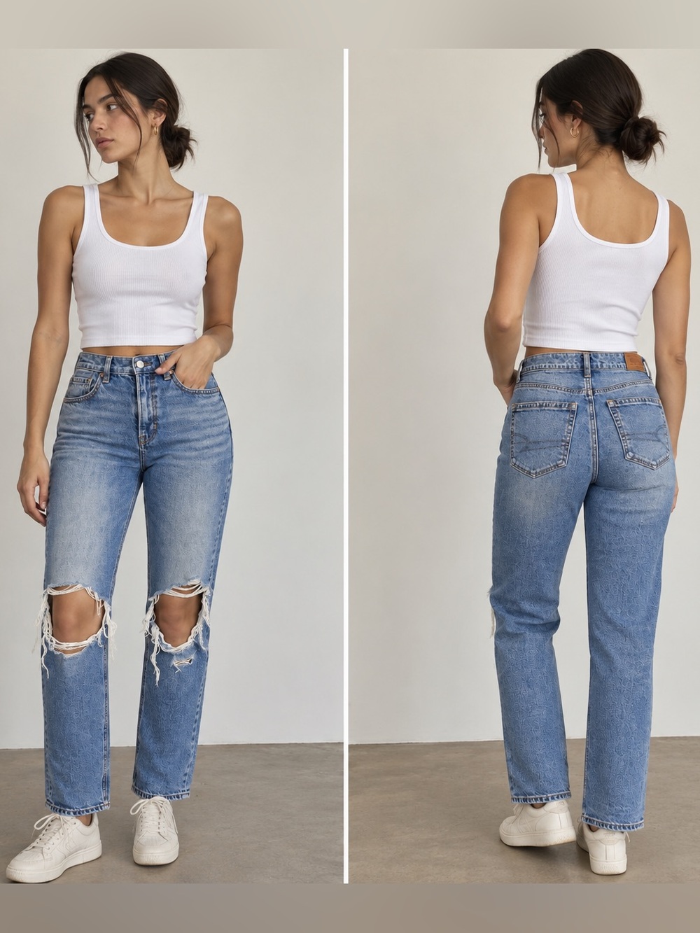 American Eagle mom jeans Distressed ripped Jeans Blue Size 6